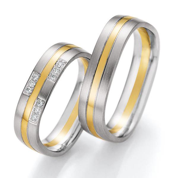 Nowotny-Collection Ruesch Trauringe Weiss-Gelbgold 66/49170-050 + 66/49180-050